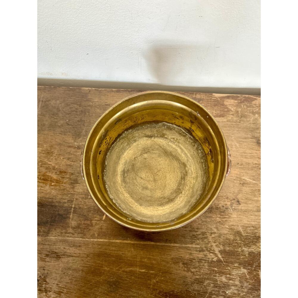 Vintage Small Footed Brass Planter | Jardinier Vase Boho Decor - Picture 7 of 8